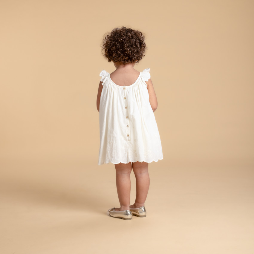 Robe barboteuse de cérémonie en broderie anglaise pour bébé fille 