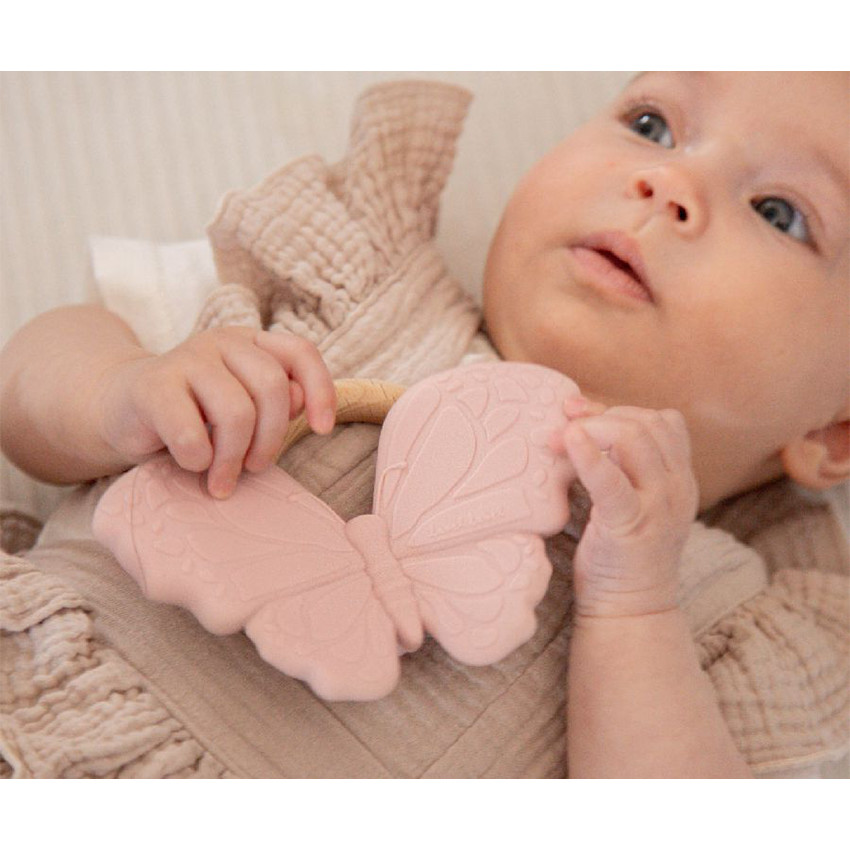 Anneau de dentition silicone Papillon Rose 