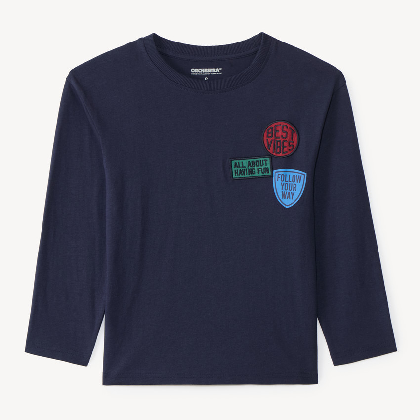 T-shirt manches longues garçon avec badges brodés 