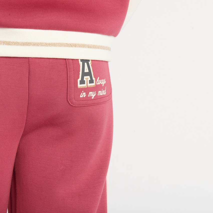 Jogging large en molleton avec bandes latérales pour fille 