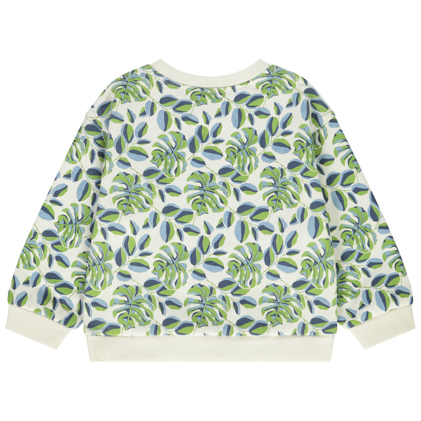 Oversized sweatshirt in fleece met bladerenprint voor baby jongen 