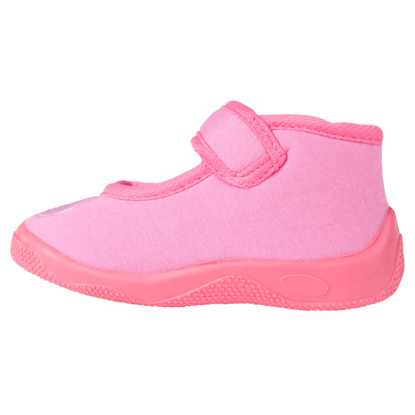 Chaussons babies montants roses unis avec patch nounours  