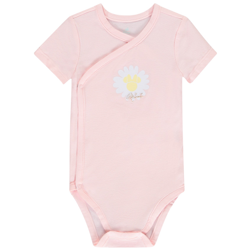 Lot de 3 bodies manches courtes Minnie Disney pour bébé fille avec ouvertures différentes selon l'âge 