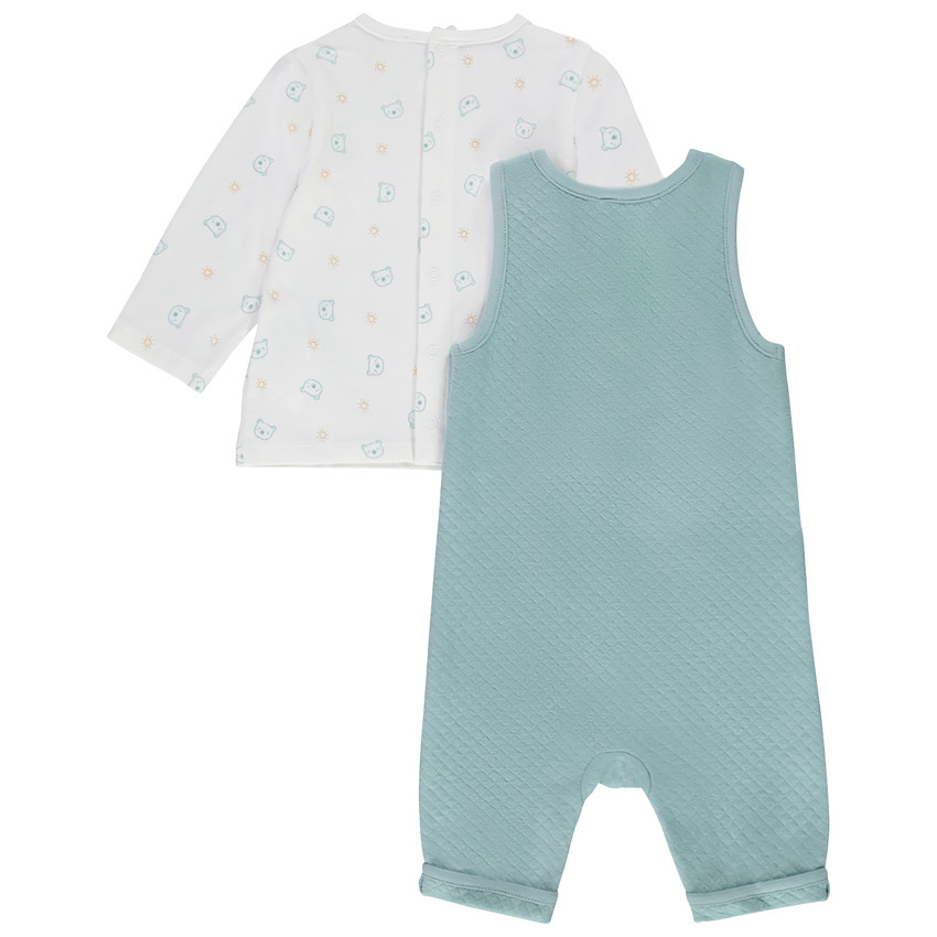 Matelassé salopette met t-shirt met berenprint voor baby jongen 