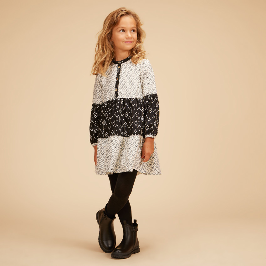 Lange mouwen jurk met ikat print voor meisjes 