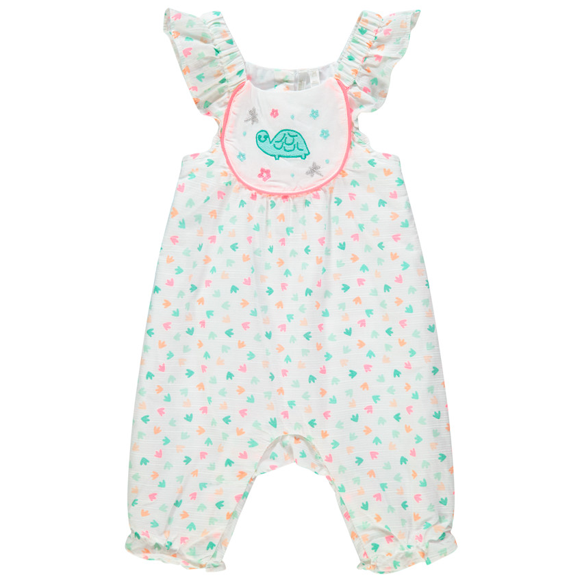 Lange jumpsuit met all-over print en geborduurde schildpad 