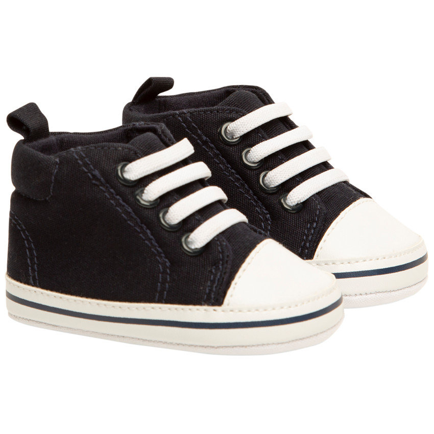 Baskets montantes à lacets en toile pour bébé garçon 