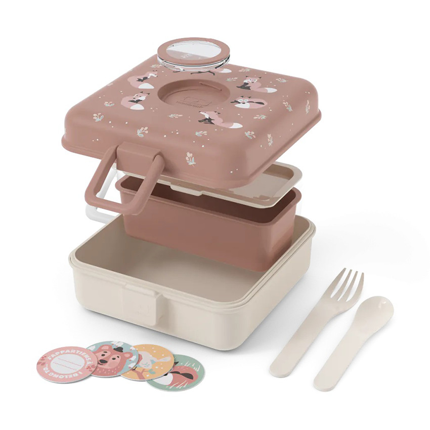 Lunchbox personnalisable 850ml Snacky avec couverts Fox 