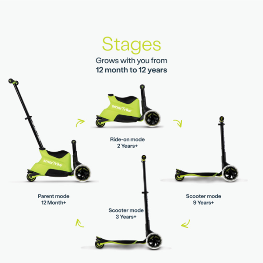 Scooter Xtend Ride On Trottinette 3-en-1 Lime 12M-12ans 