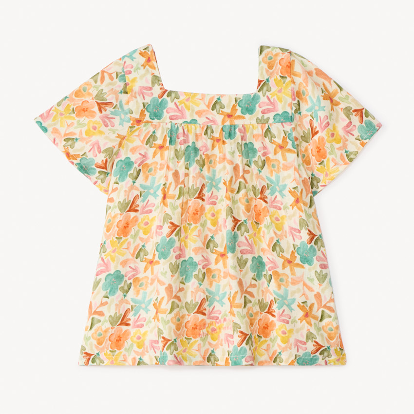 Tuniek met korte mouwen en bloemenprint voor babymeisjes 