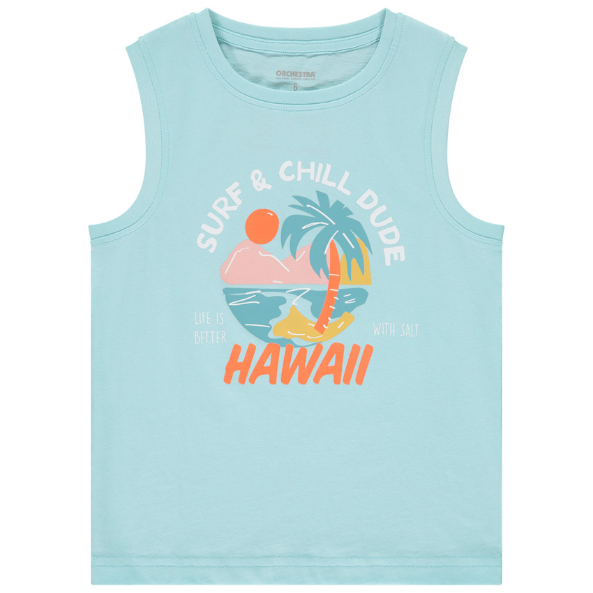 Mouwloos shirt in geprinte jersey voor jongens 