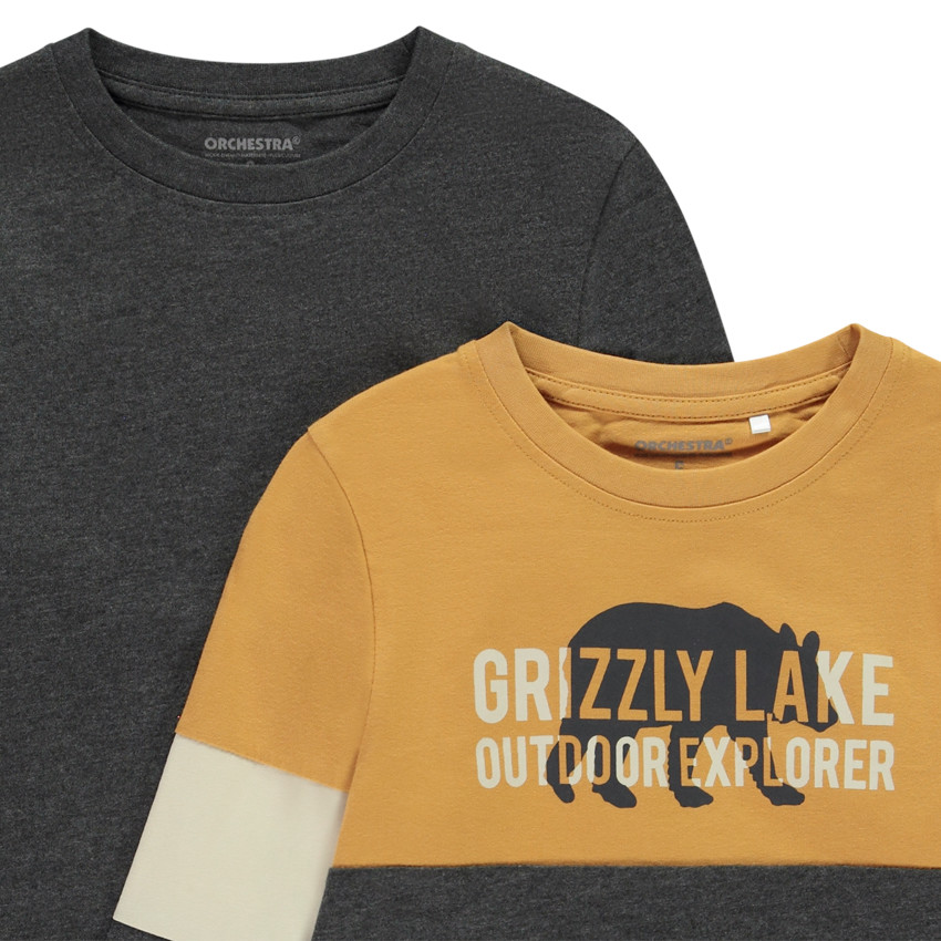 Set van 2 t-shirts met lange mouwen en colour block effect voor jongens 