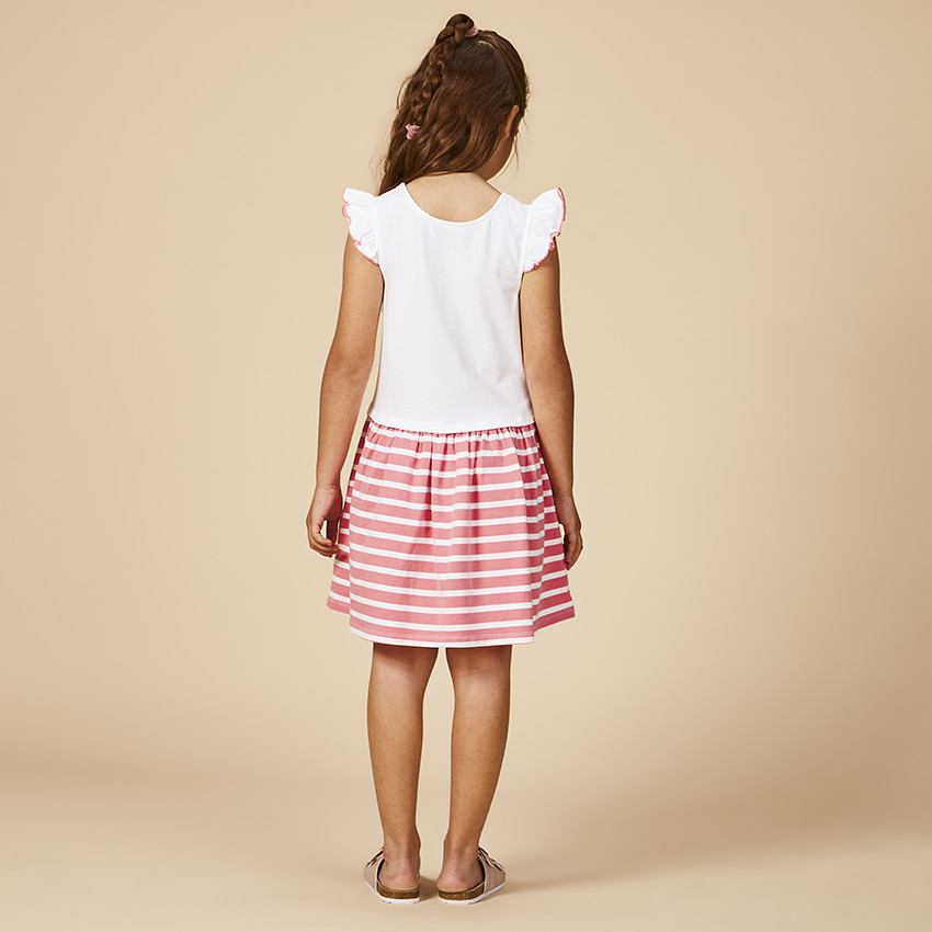 Jurk 2-in-1 effect met fantasieprint en strepen voor meisjes 