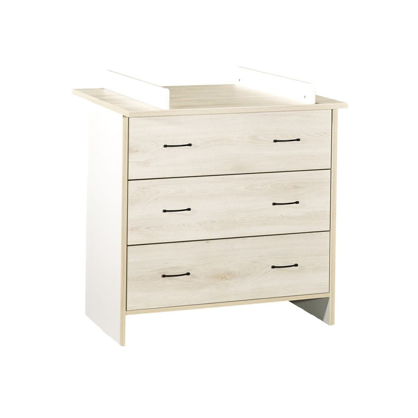 Commode vintage hêtre cendre 3 tiroirs 