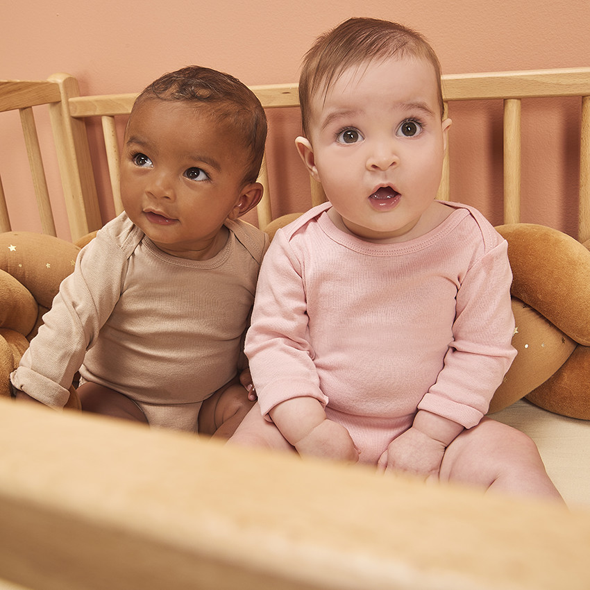 Set van 5 lange mouwen effen rompertjes voor baby