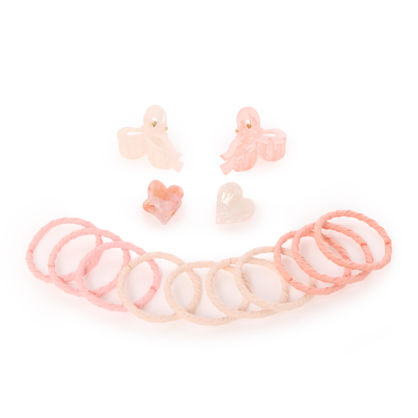 Lot de 4 barrettes nacré et 10 élastiques pour fille  