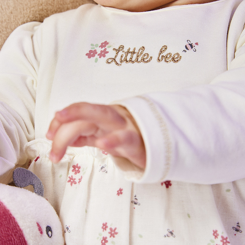 Robe bi-matière effet 2 en 1 imprimé fleuri pour bébé fille 