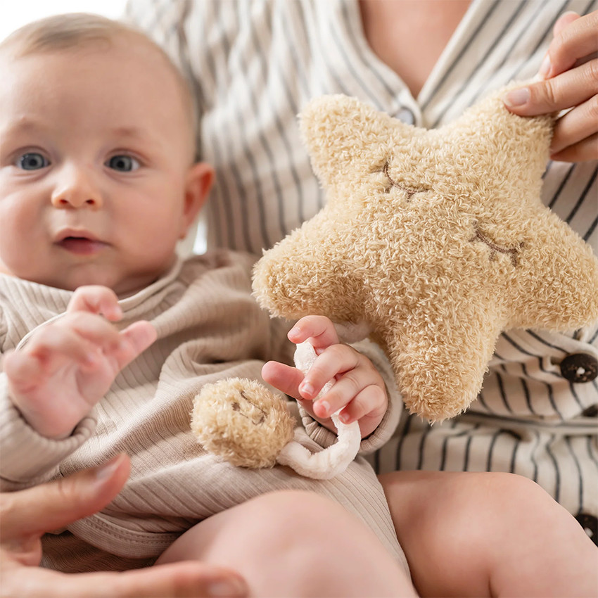Peluche musicale - Etoile Teddy - Miel - 20 cm 