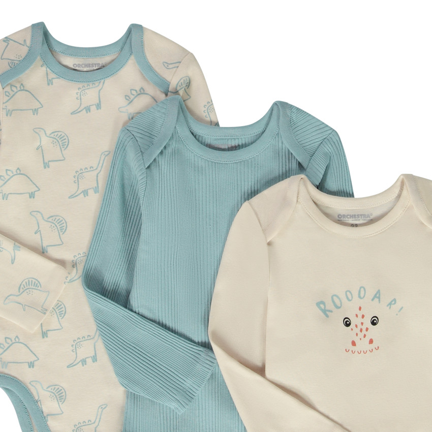 Lot de 7 bodies manches longues dinosaures pour bébé garçon 