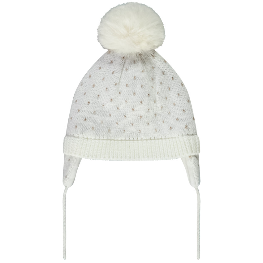 Bonnet en tricot avec pompon pour bébé fille 