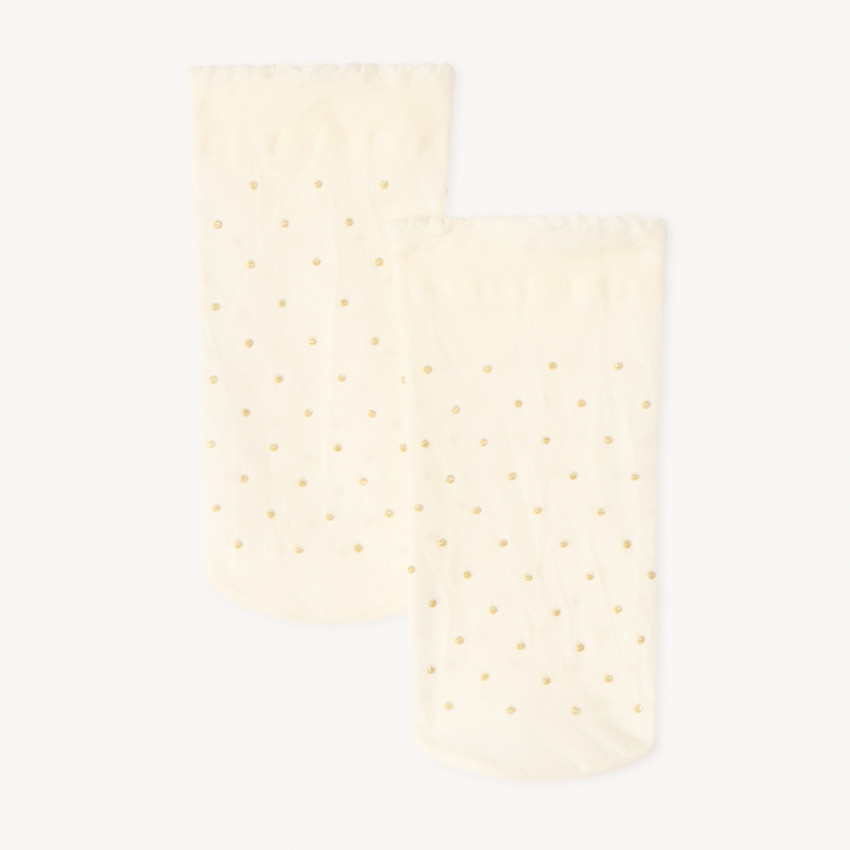 Normale unicolore sokken met gouden lurex stippen voor meisjes 