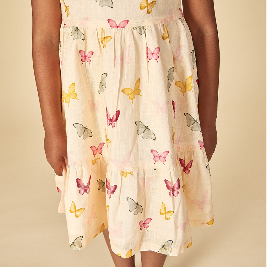 Jurk met afhangende schouders en vlinderprint voor meisjes 