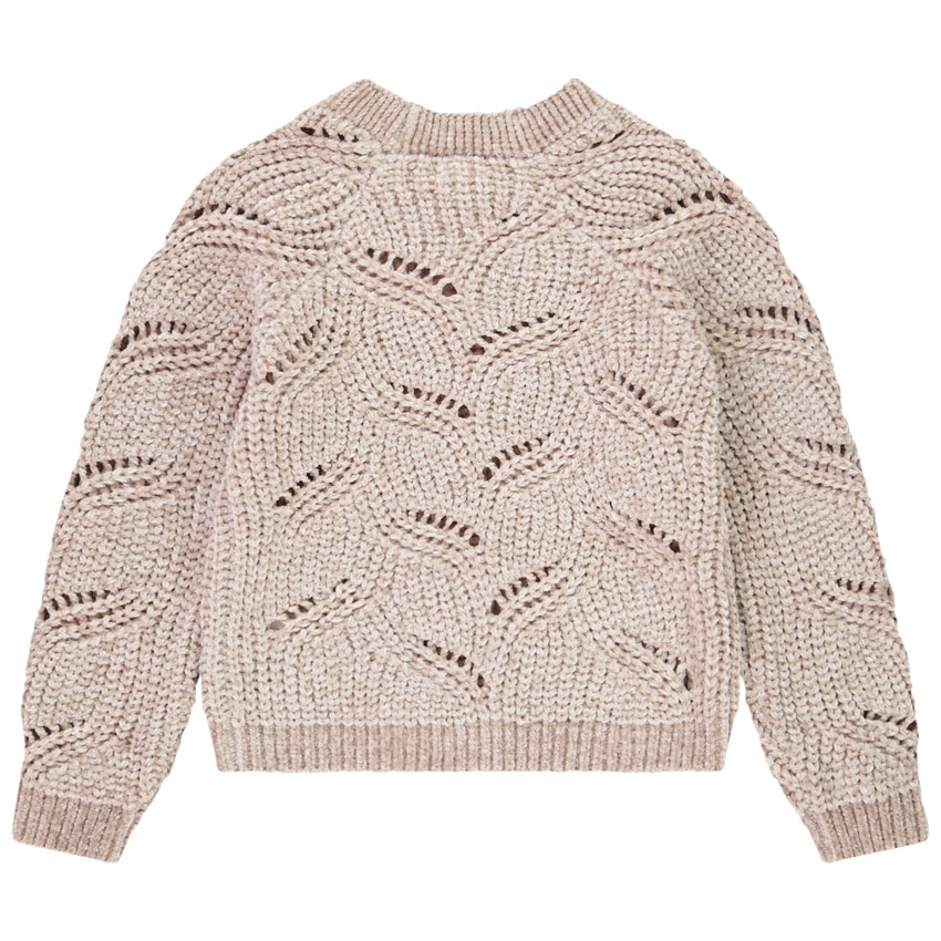 Gilet en tricot chenille avec lurex doré pour fille 