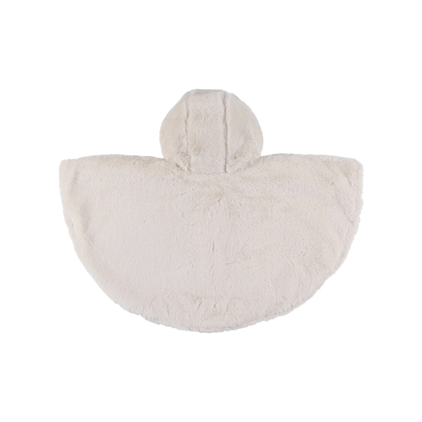 Poncho de voyage en fausse-fourrure beige  