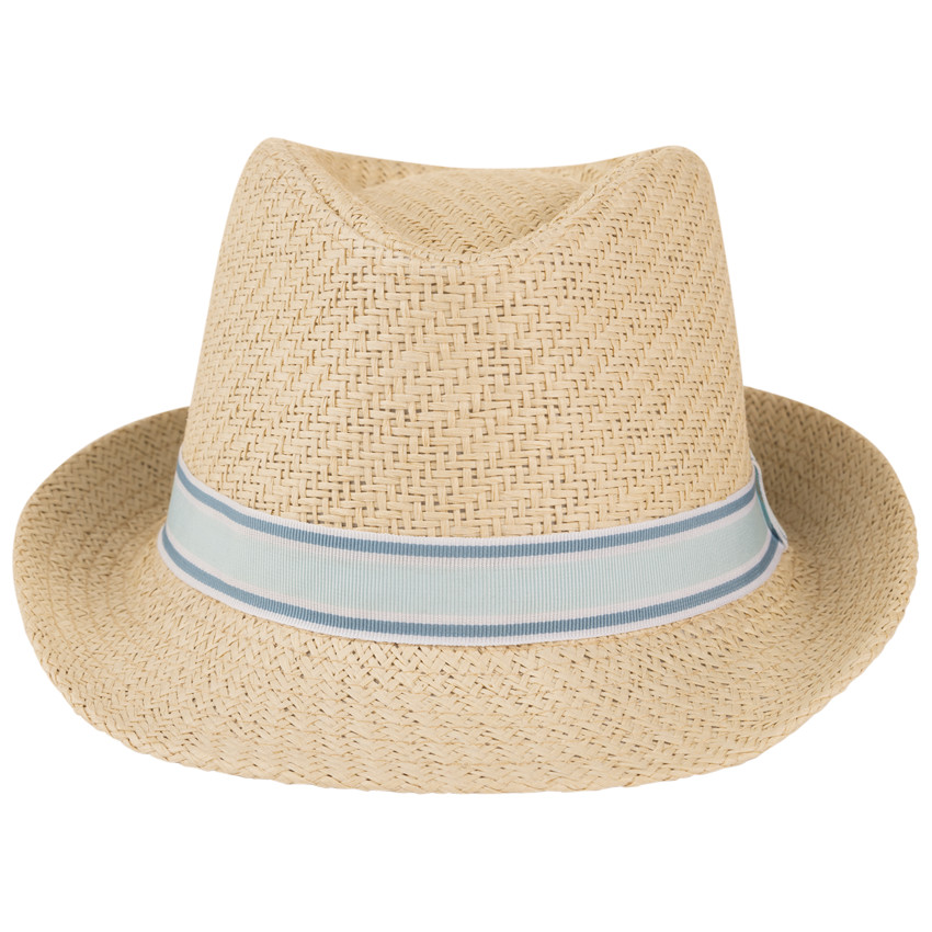 Borsalino tressé avec galon bicolore pour bébé garçon 