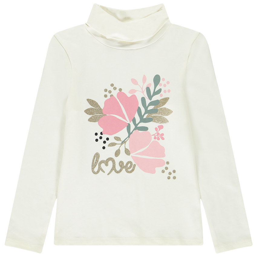 Sous-pull col roulé à print pailleté pour fille 