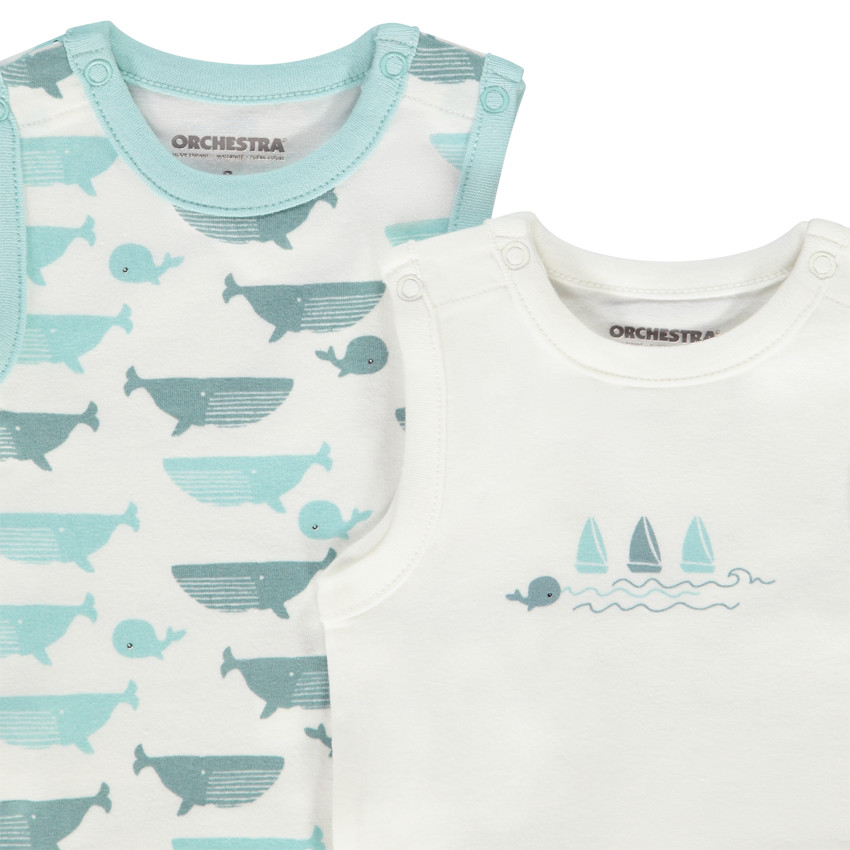 Lot de 5 bodies sans manches motifs baleines pour bébé garçon 