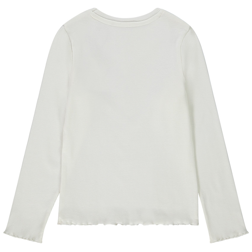 T-shirt manches longues côtelé broderie cœur pour fille 
