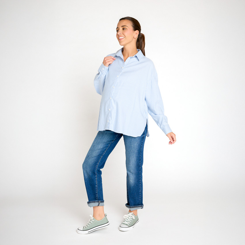 Chemise manches longues rayée pour femme 