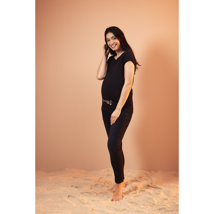 T-shirt de grossesse manches courtes et print message 