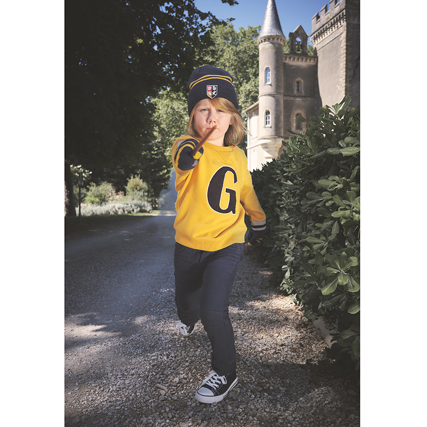 Handschoenen in contrasterend gestreept tricot, voor jongens. 