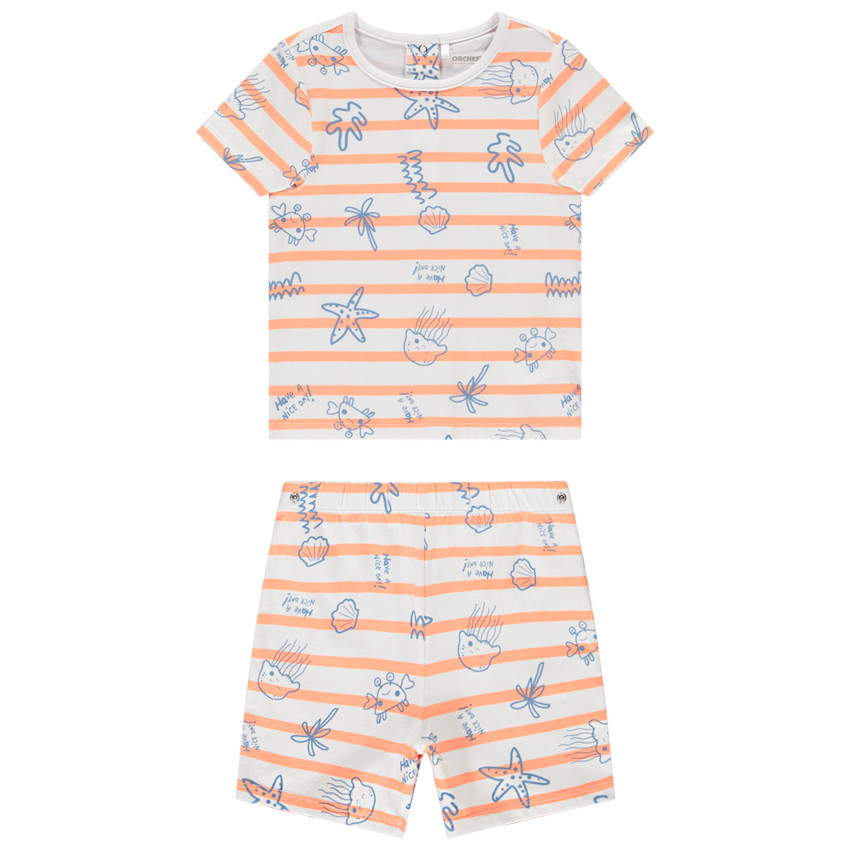 Set van korte gestreepte pyjama met maritiem print voor baby jongen 