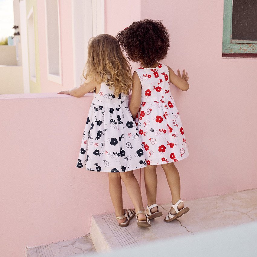 Mouwloze jurk met bloemenprint voor baby meisje 