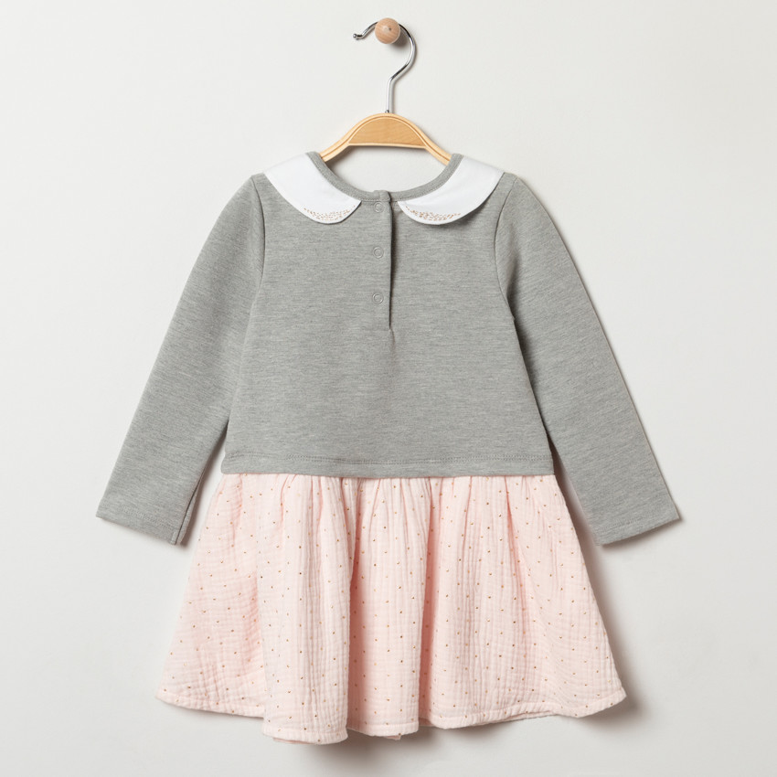 Robe manches longues effet 2 en 1 à col cygne pour bébé fille 