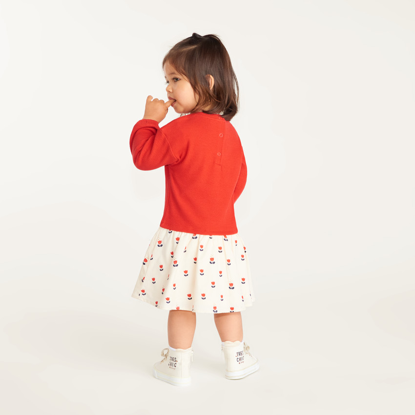 Jurk meisjes met 2-in-1 effect en tulpenprint 