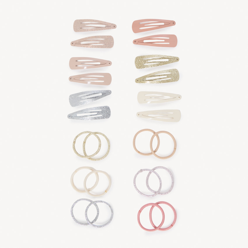 Lot de 12 barrettes + 12 minis élastiques pour fille 