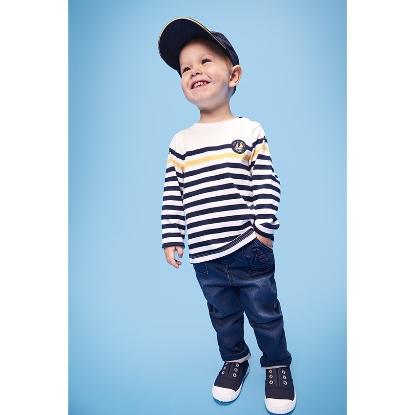 Jean en denim avec print en relief voilier pour bébé garçon 
