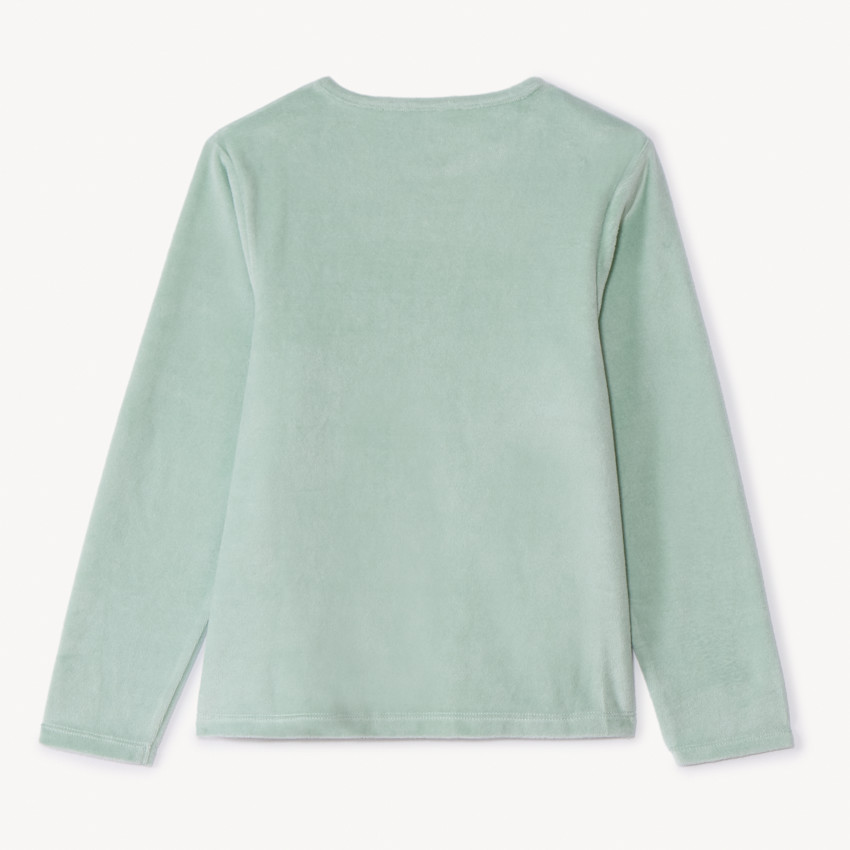 Set pyjama en velours printé uni pour fille 