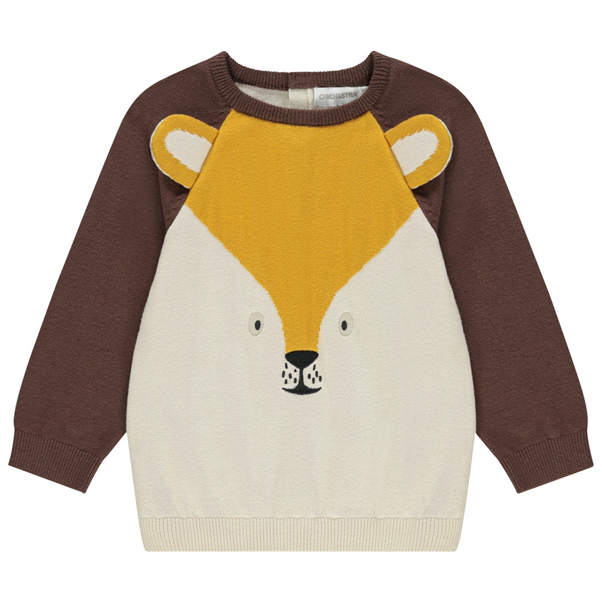 Pull en tricot motif renard en jacquard 
