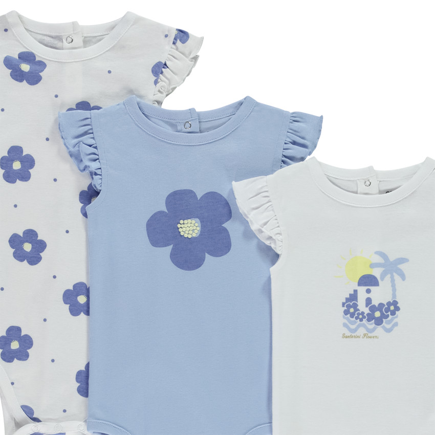 Lot de 7 bodies manches courtes motifs floraux pour bébé fille 