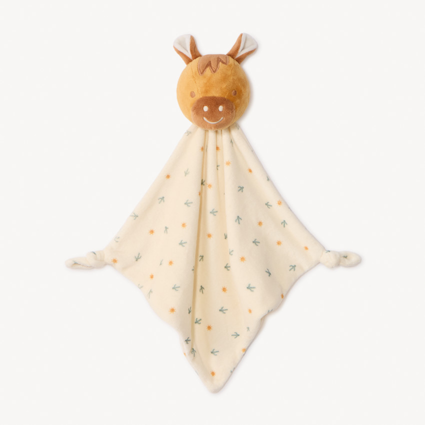 Plat knuffeltje van fluweel in de vorm van een paard voor jongens. 