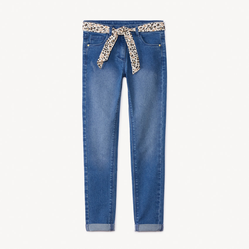 Slanke jeans met halsdoekceintuur voor meisjes 