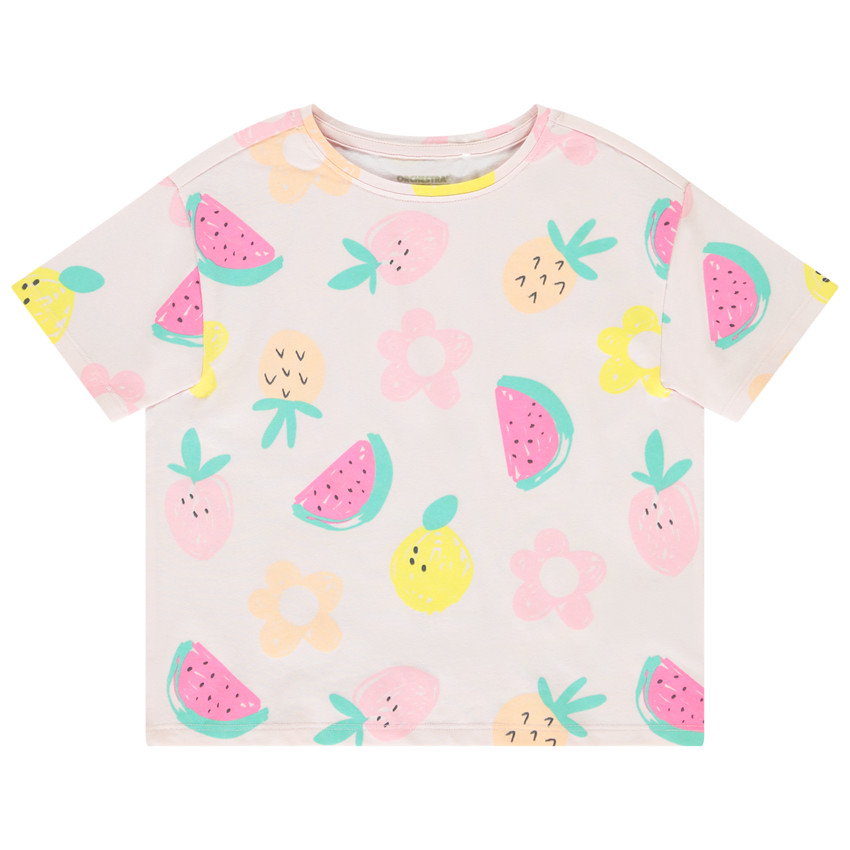 T-shirt manches courtes imprimé fantaisie pour fille 