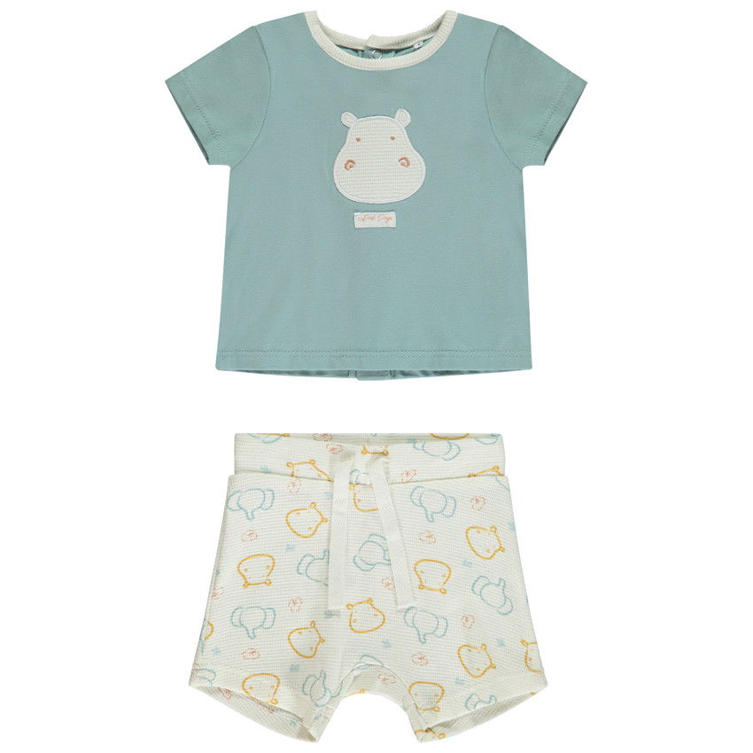 Twee-delige set met hippo-motief voor babyjongen 