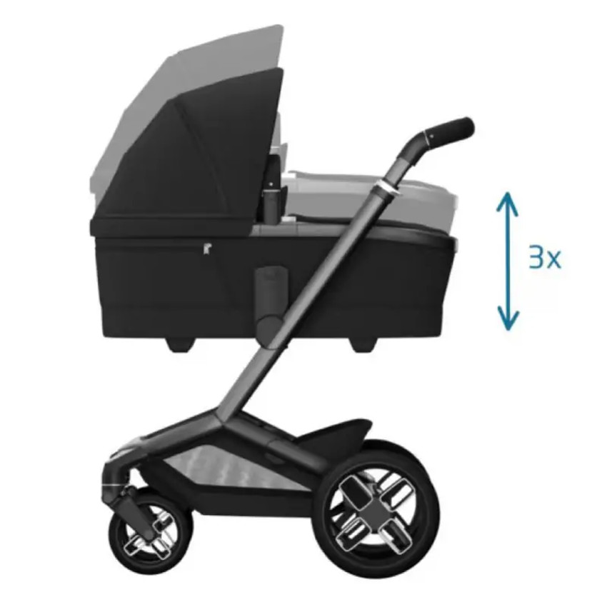 Kinderwagen Fame + Draagmand Twillic Black/ Frame Black Leather 