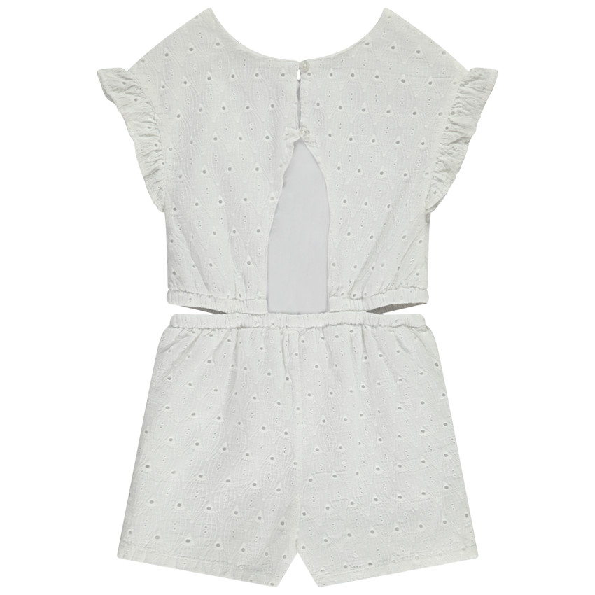 Combishort en broderie anglaise avec taille ajourée pour fille 